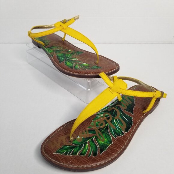 Sam Edelman Shoes - Sam Edelman Tropical Gigi T -Strap Yellow Thong Sandals Boho Resort Summer 7.5W
